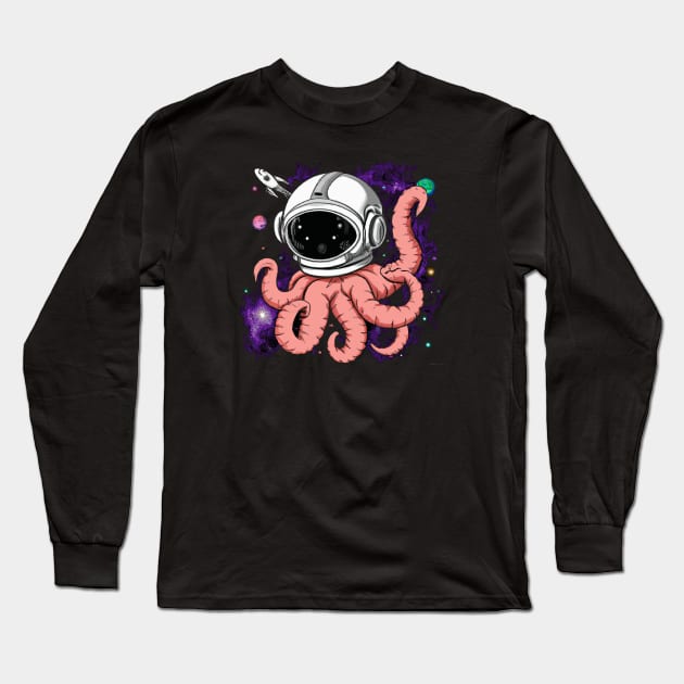 Octopus Astronaut Head Long Sleeve T-Shirt by EdSan Designs